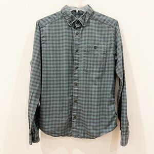 Patagonia Shirt Mens Small Blue Plaid Vjosa River Organic Cotton Long Sleeve